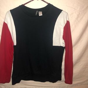 h&m divided long sleeve color block tee